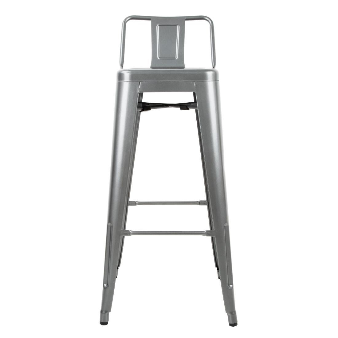 Bolero Bistro High Stool With Backrest Gun Metal (4 Pack)