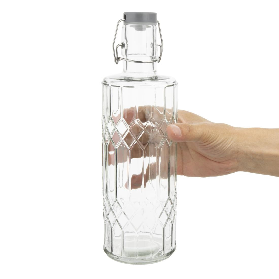 Olympia Geo Glasses Water Bottles with Stopper 1Ltr (6 Pack)