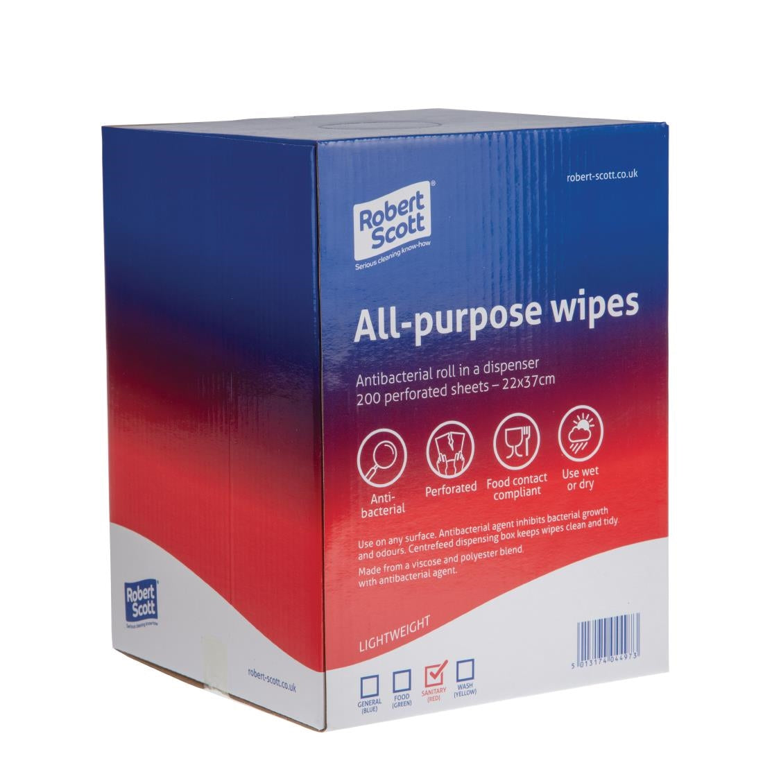 Robert Scott All-Purpose Antibacterial Cleaning Cloths Red (200 Pack)