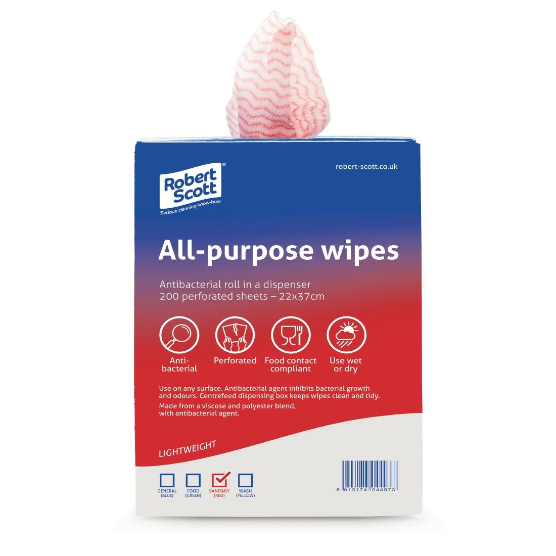 Robert Scott All-Purpose Antibacterial Cleaning Cloths Red (200 Pack)