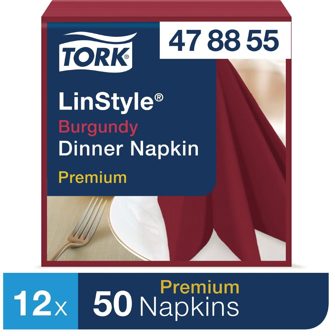 Tork Premium Linstyle Dinner Napkin Burgundy 40x40cm 1/4 Fold (600 Pack)
