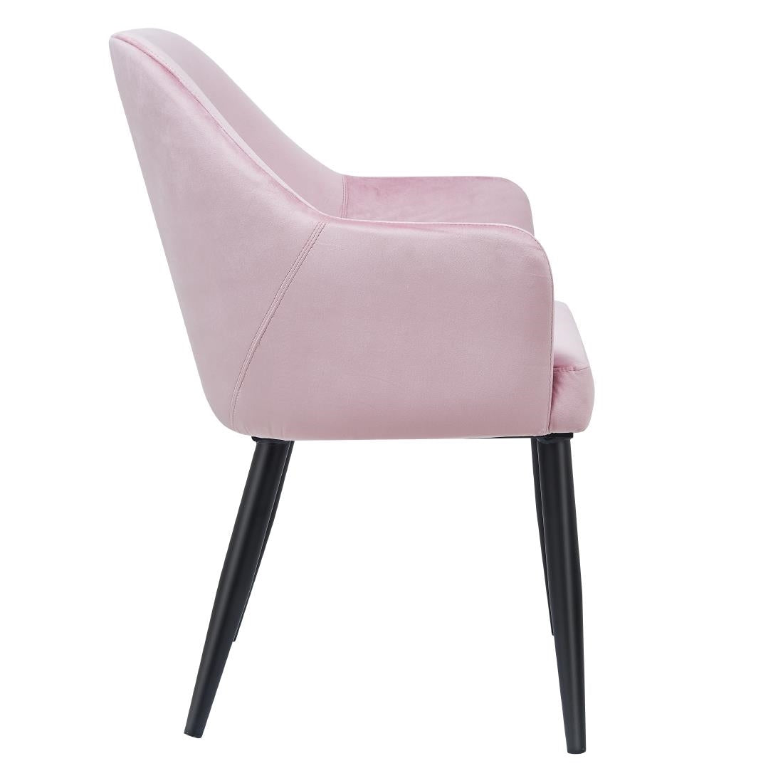 Bolero Lia Velvet Effect Chairs Dusty Pink (2 Pack)