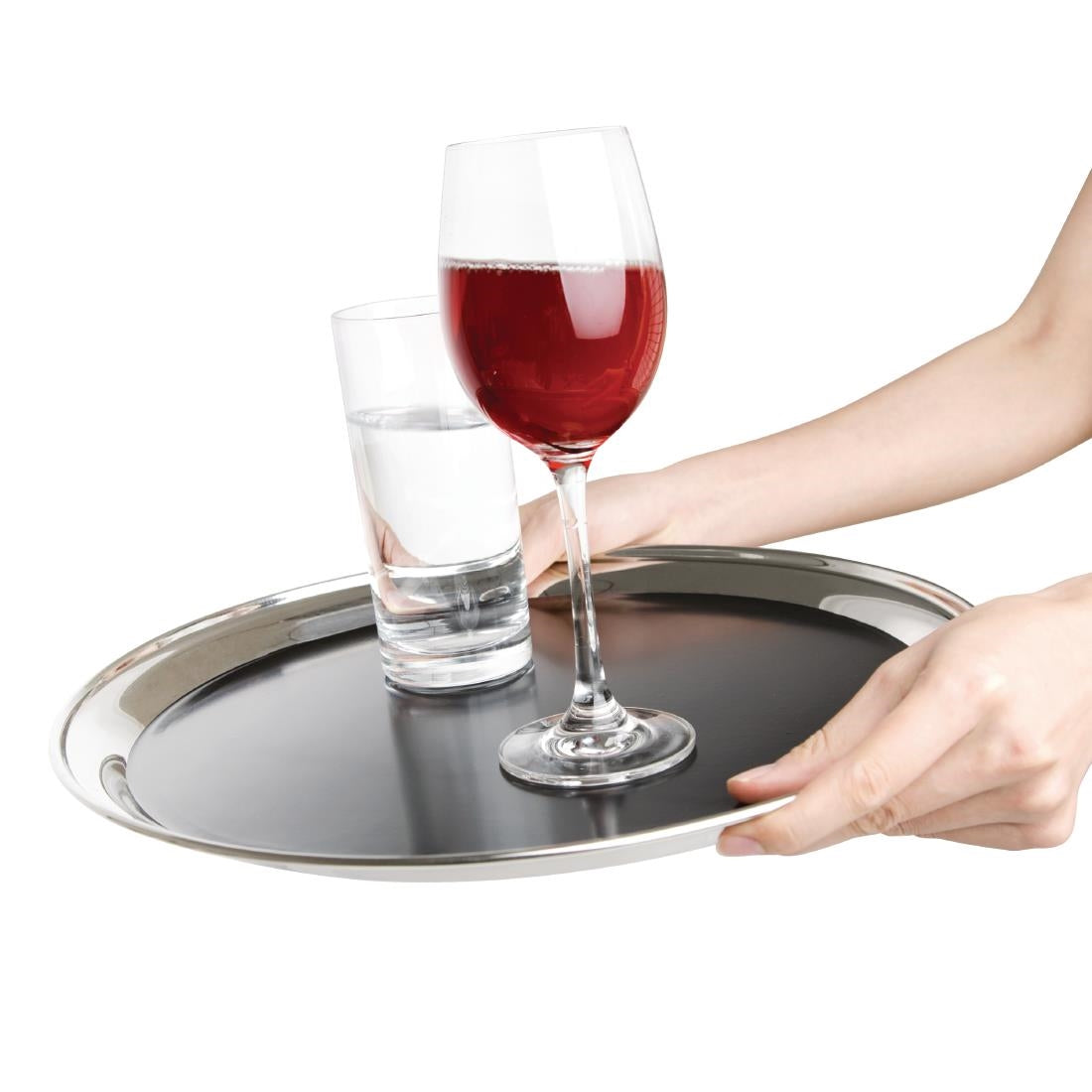 Olympia Stainless Steel Round Non-Slip Bar Tray 305mm