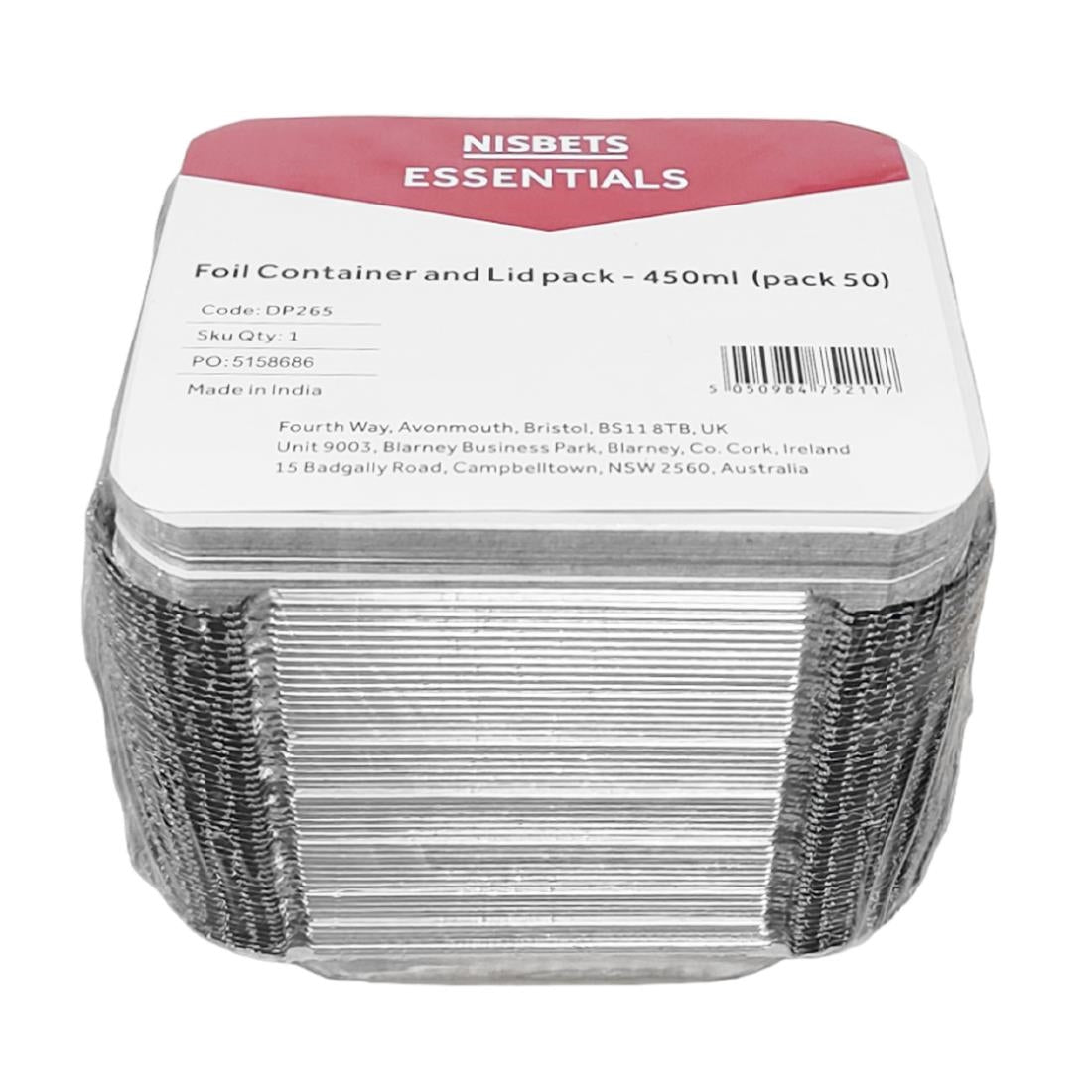 Nisbets Essentials Foil Containers and Lids 450ml (50 Pack)