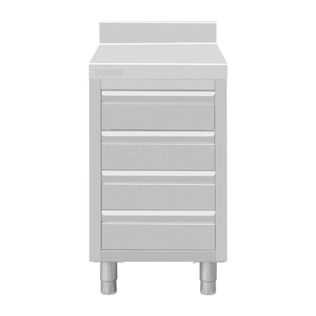 Vogue Stainless Steel 4 Drawer Workstation with 100mm Upstand