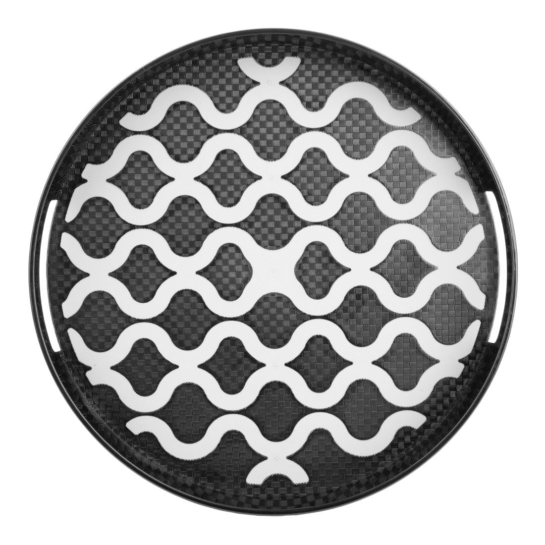 Olympia Kristallon PC Round Non Slip Tray with Handles 300mm