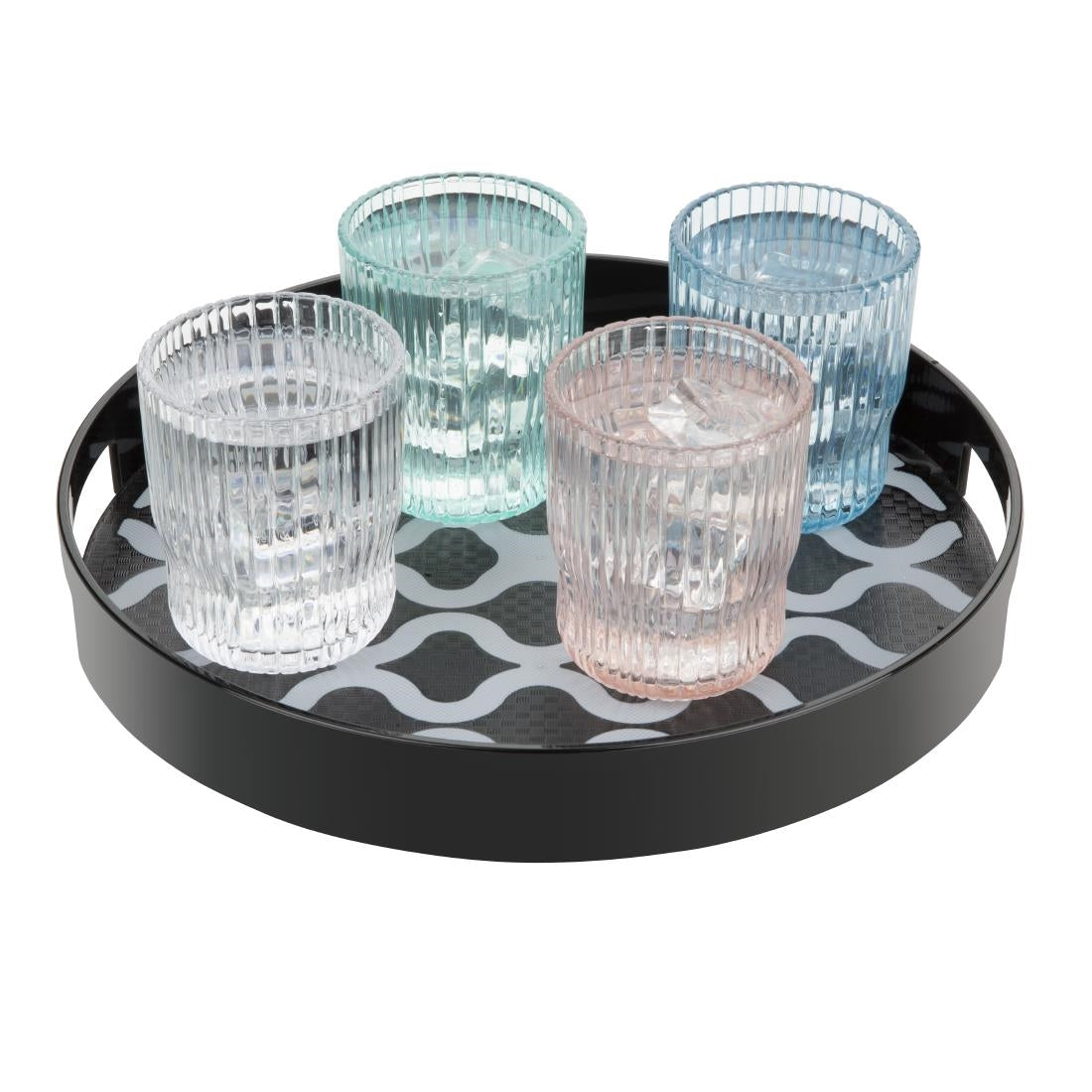 Olympia Kristallon PC Round Non Slip Tray with Handles 300mm