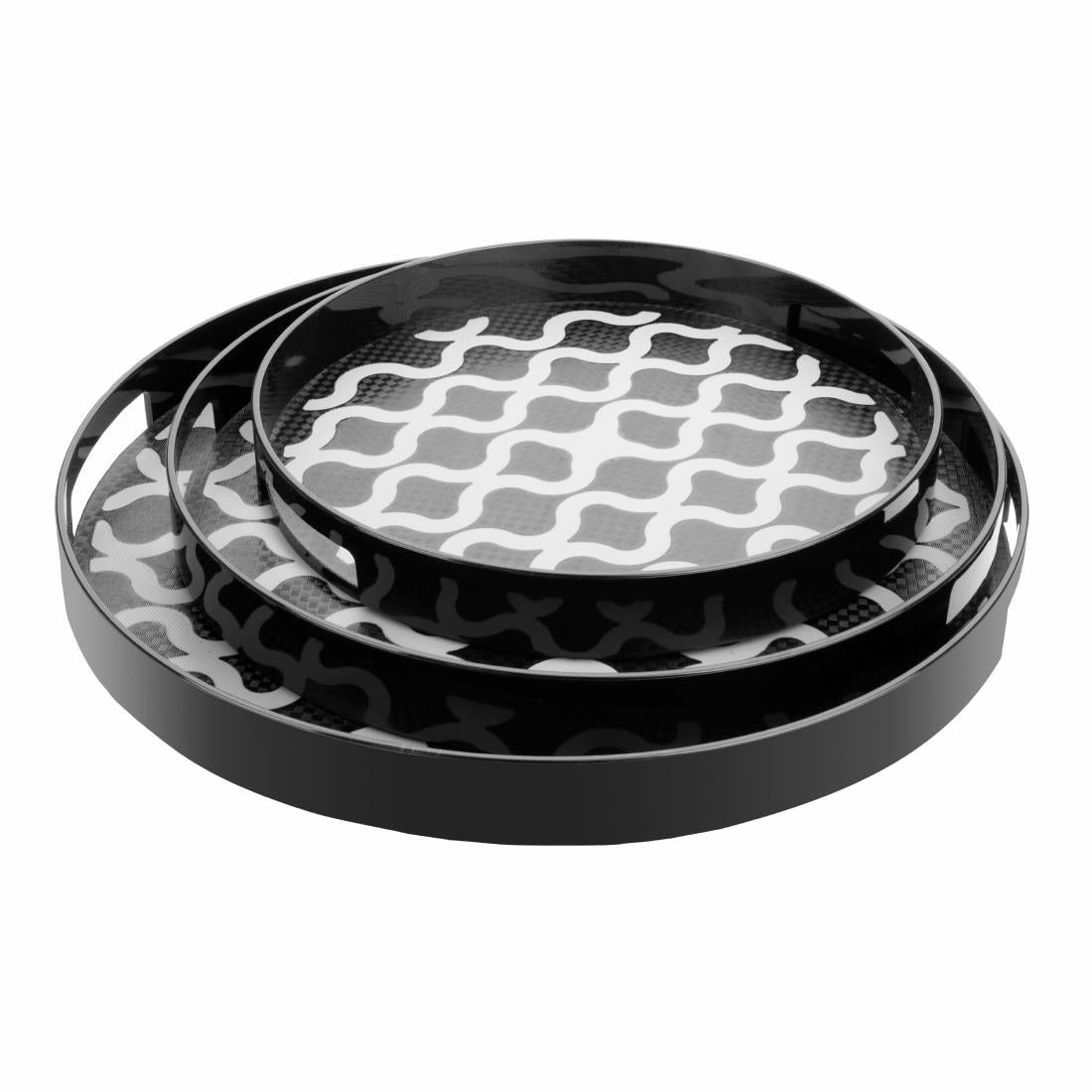 Olympia Kristallon PC Round Non-Slip Tray with Handles 355mm