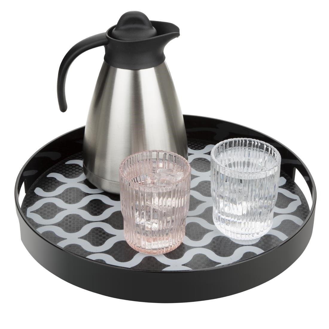 Olympia Kristallon PC Round Non Slip Tray With Handles 355mm