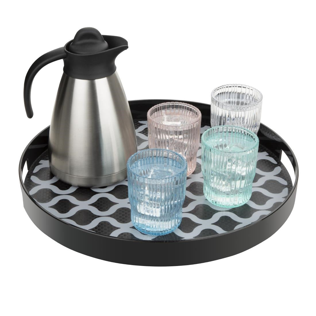 Olympia Kristallon PC Round Non Slip Tray With Handles 405mm