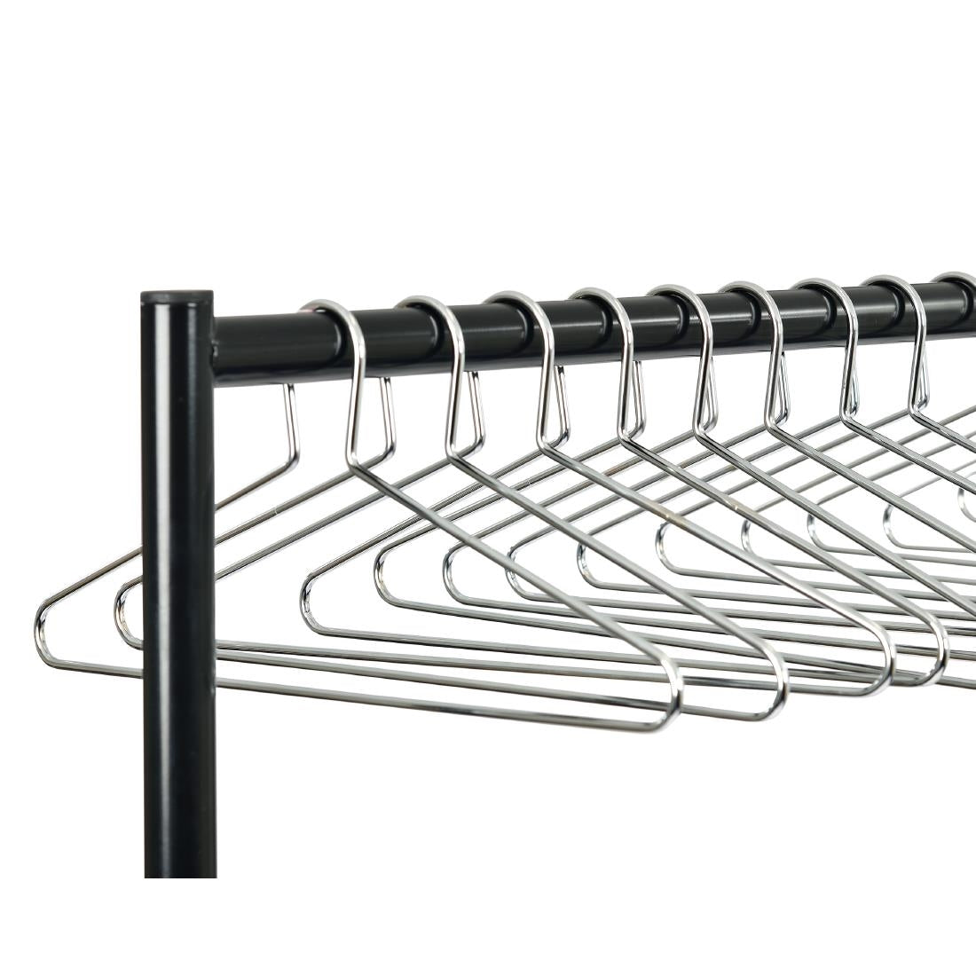 Black and Chrome Garment Rail with 25 Captive Steel Hangers