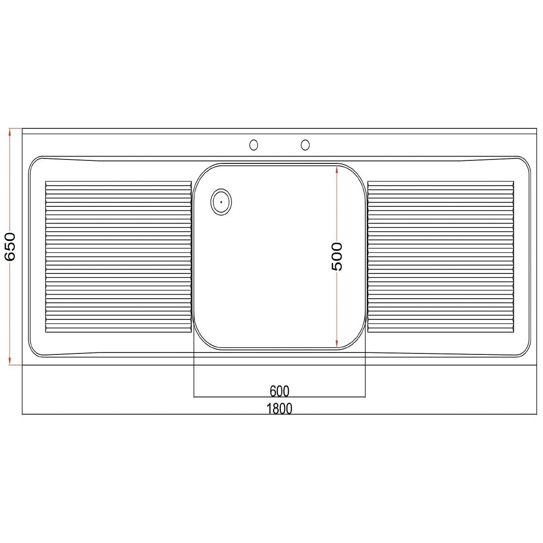 Vogue Stainless Steel Sink Double Drainer 1800mm