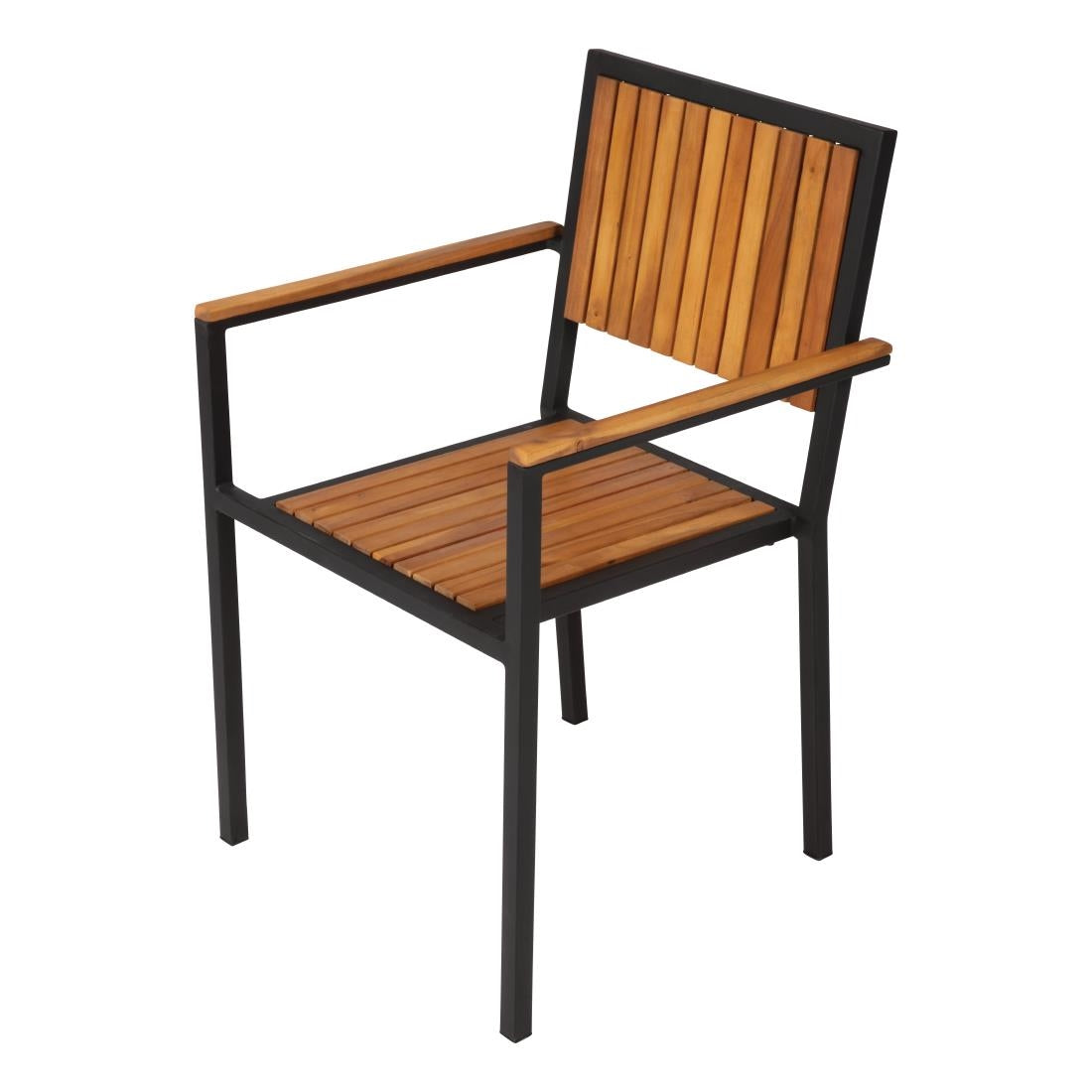 Bolero Steel & Acacia Armchair (4 Pack)