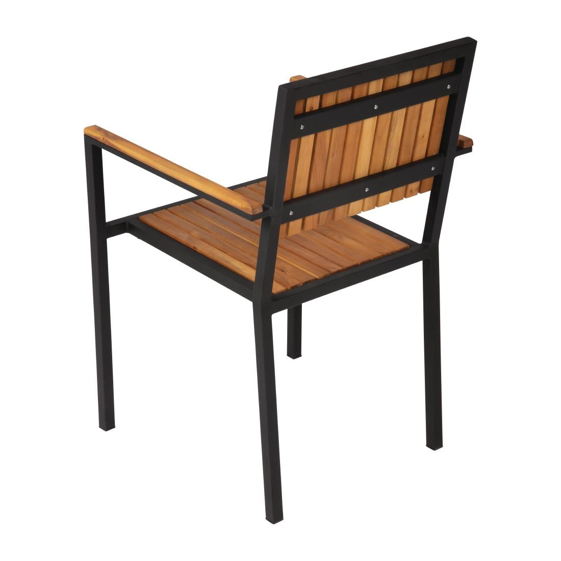 Bolero Steel & Acacia Armchair (4 Pack)