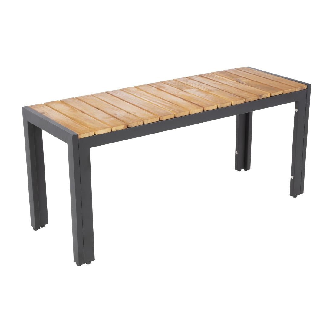 Bolero Rectangular Steel and Acacia Benches 1000mm (2 Pack)
