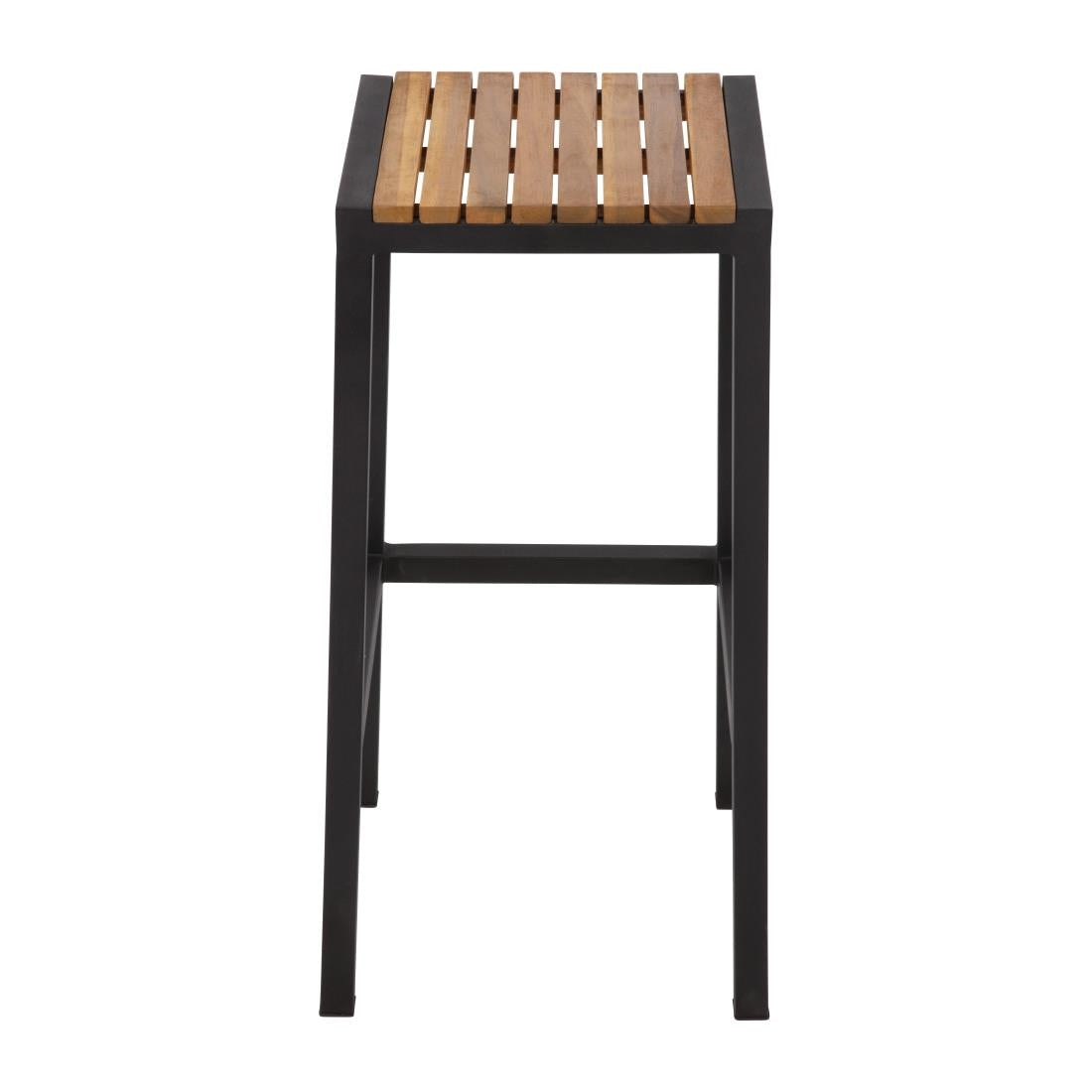 Bolero Black Steel & Acacia Wood Bar Stools (2 Pack)