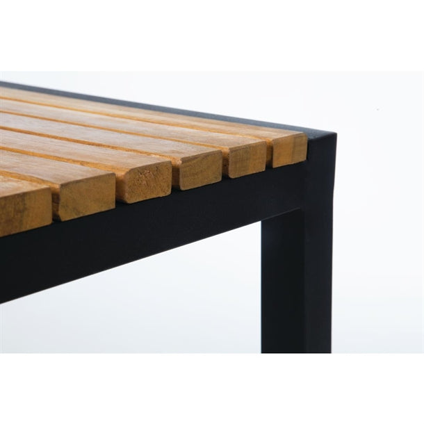 Bolero Black Steel & Acacia Wood Bar Stools (2 Pack)