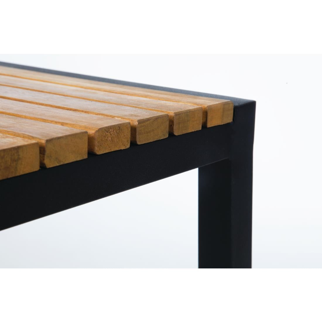 Bolero Black Steel & Acacia Wood Bar Stools (2 Pack)