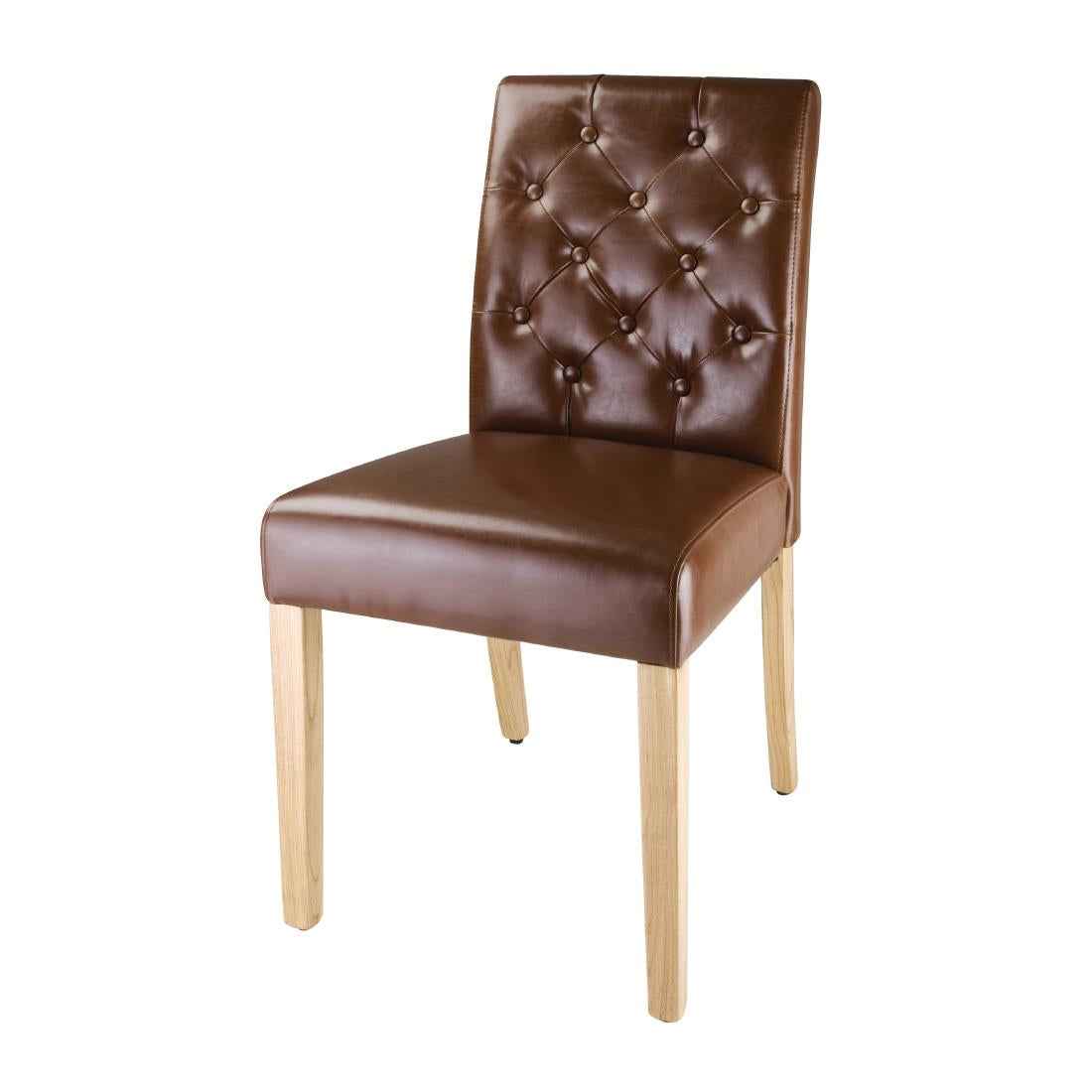 Bolero Chiswick Button Dining Chairs Tan Leather (2 Pack)