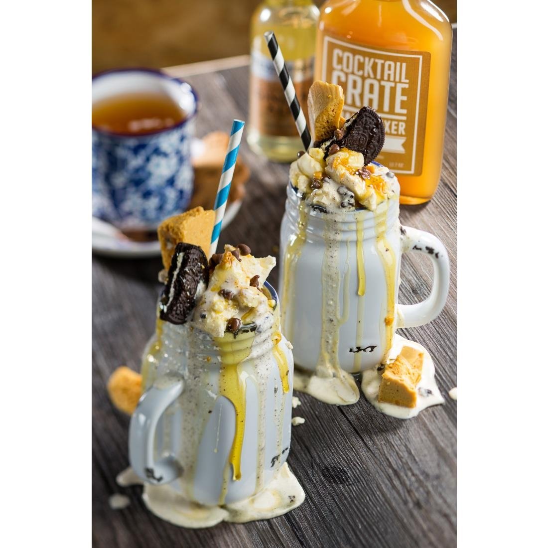 Utopia Biodegradable Paper Straws Black Stripes (250 Pack)