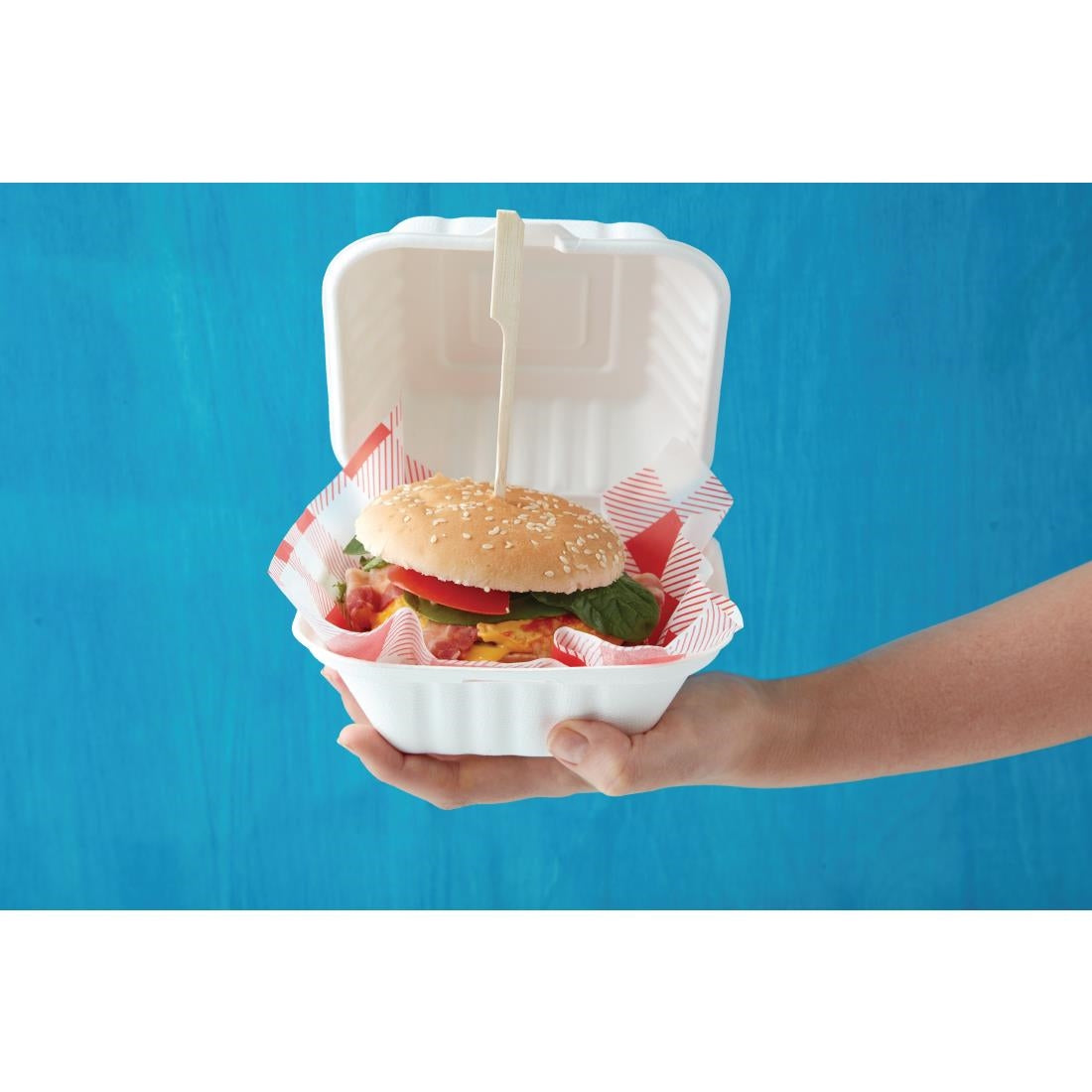 Fiesta Compostable Bagasse Burger Boxes with Side Ridges 153mm (500 Pack)