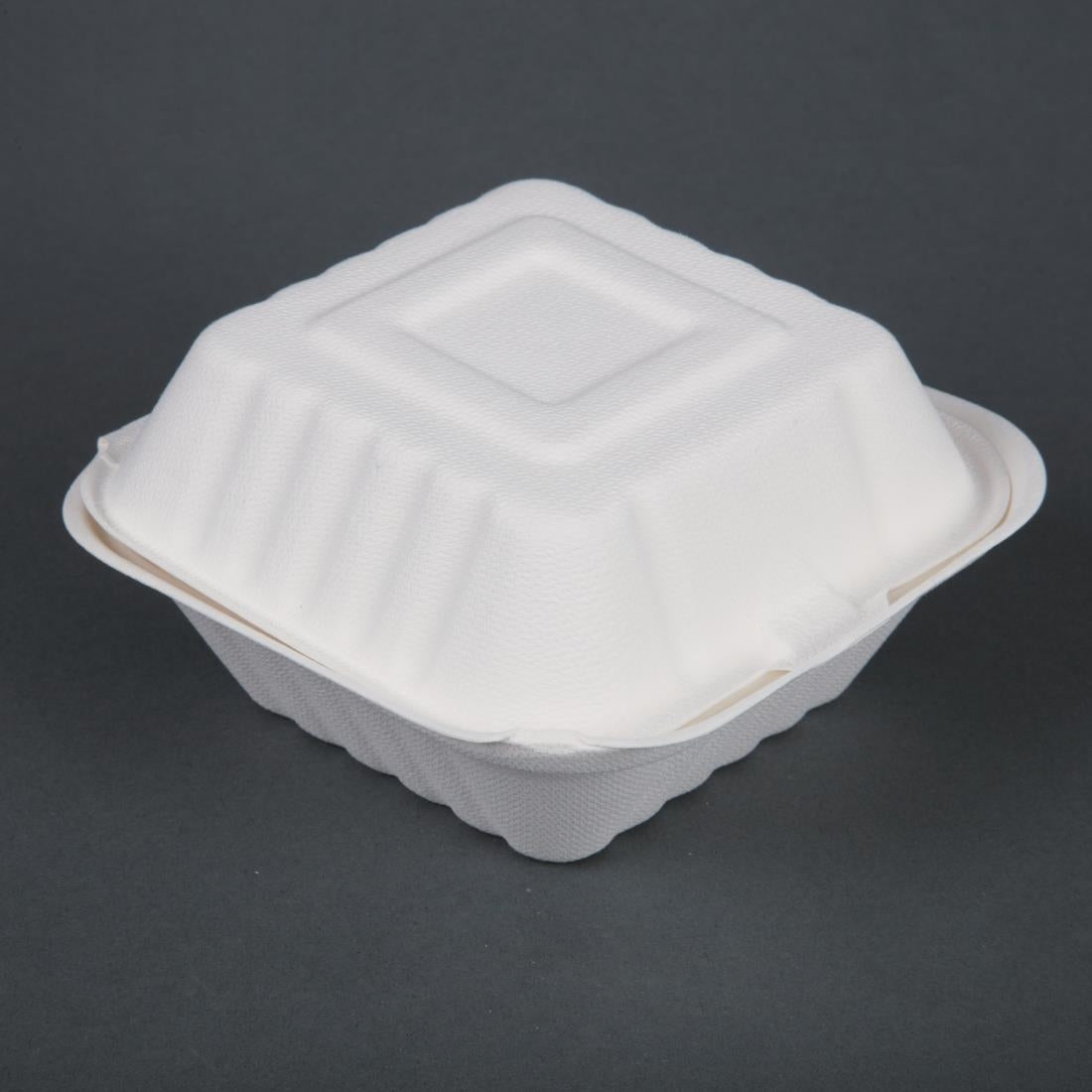 Fiesta Compostable Bagasse Burger Boxes with Side Ridges 153mm (500 Pack)