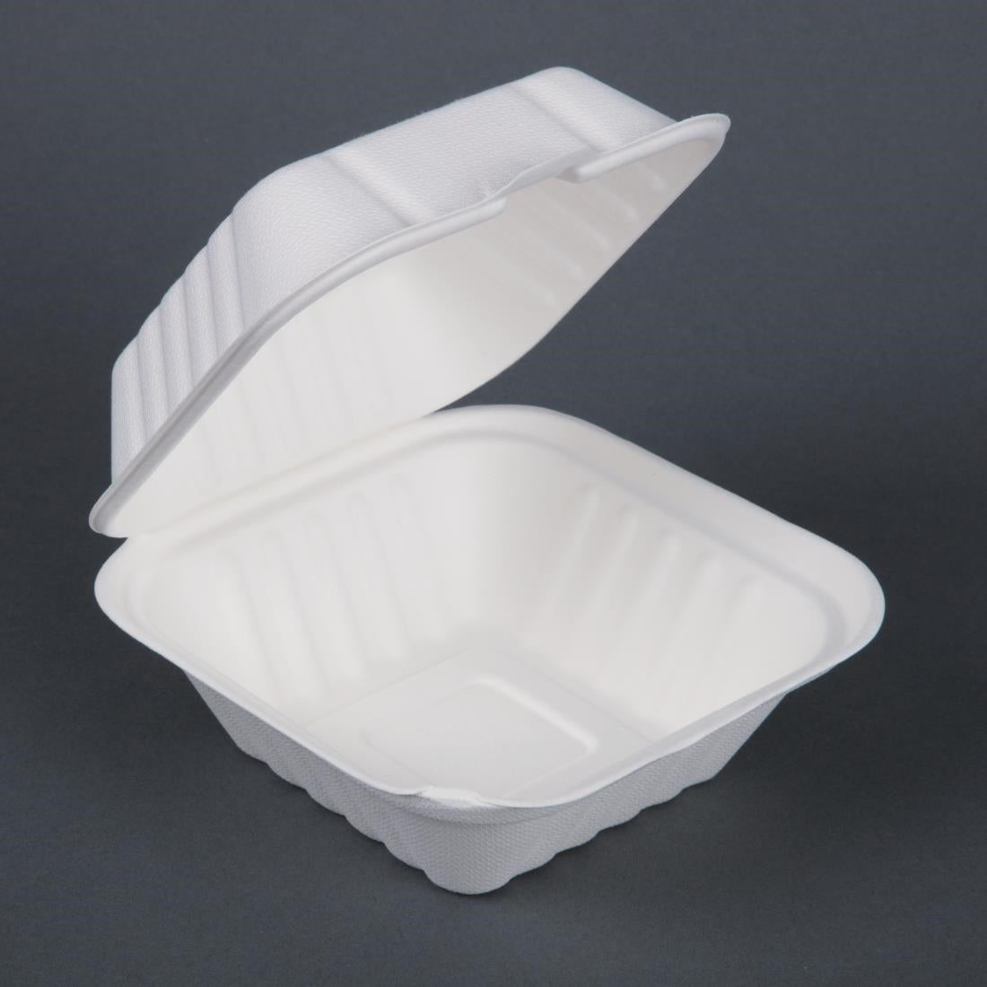 Fiesta Compostable Bagasse Burger Boxes with Side Ridges 153mm (500 Pack)