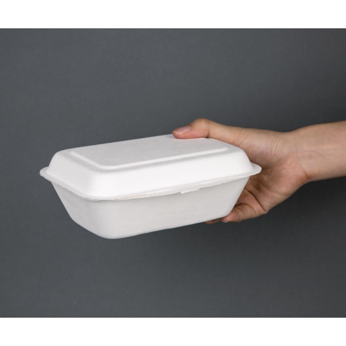 Fiesta Compostable Bagasse Hinged Food Containers 183mm (250 Pack)