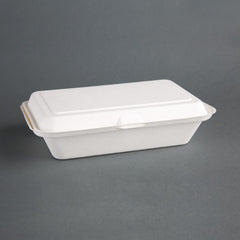 Fiesta Compostable Bagasse Hinged Food Containers 248mm (250 Pack)