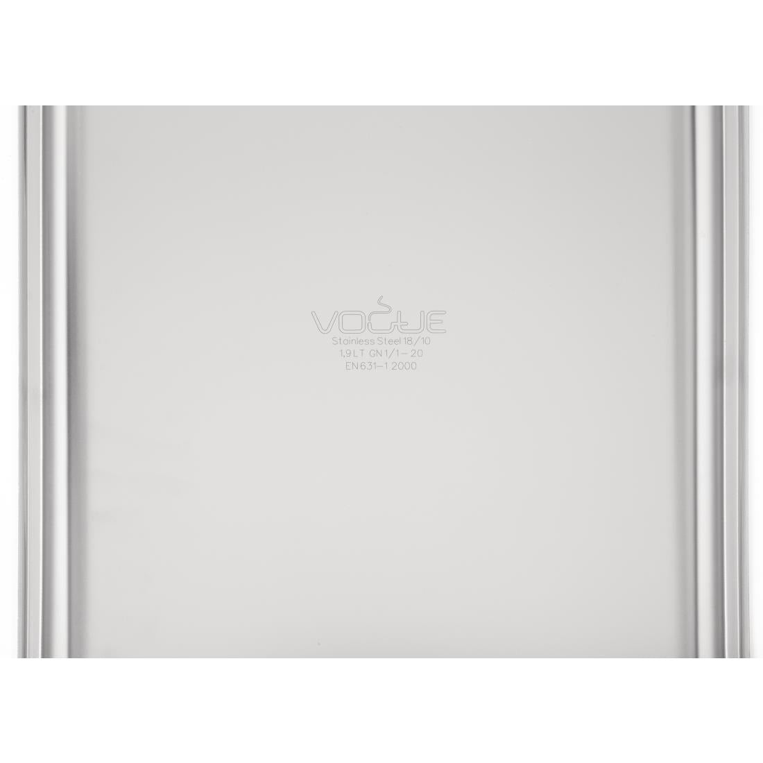 Vogue Heavy Duty Stainless Steel 1/1 GN Pan 20mm