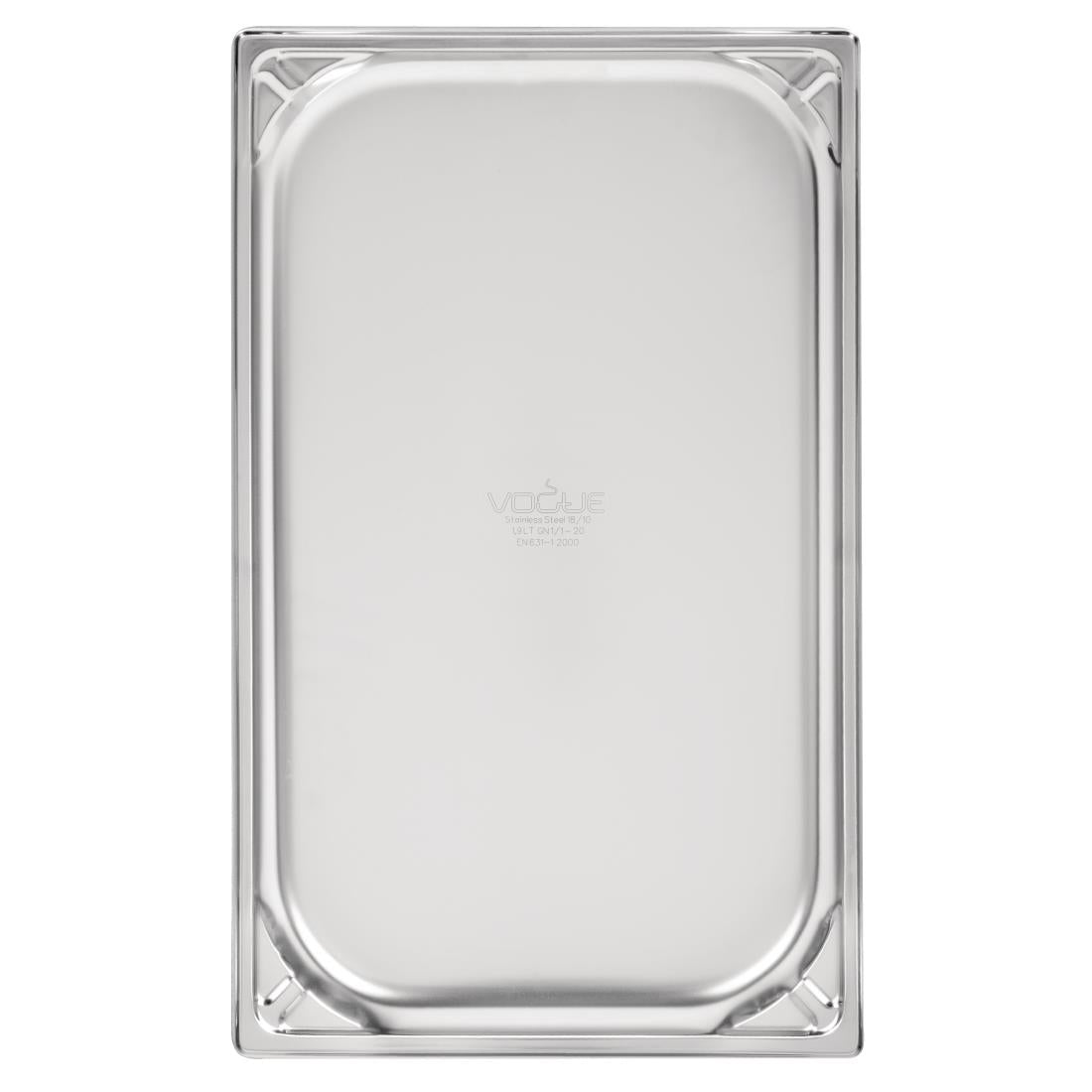 Vogue Heavy Duty Stainless Steel 1/1 GN Pan 20mm
