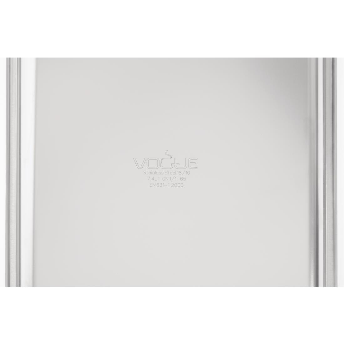 Vogue Heavy Duty Stainless Steel 1/1 Gastronorm Tray 65mm