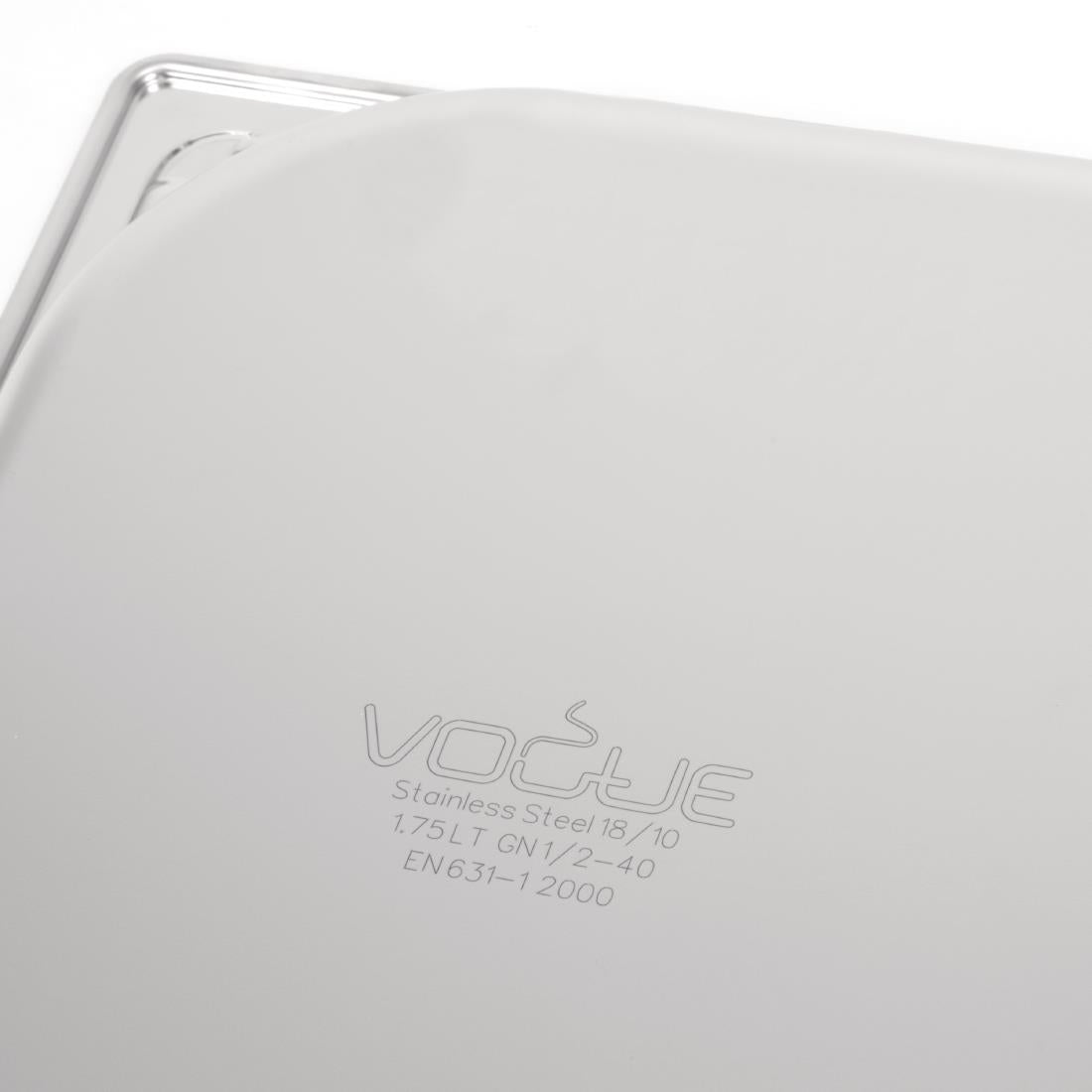 Vogue Heavy Duty Stainless Steel 1/2 GN Pan 40mm