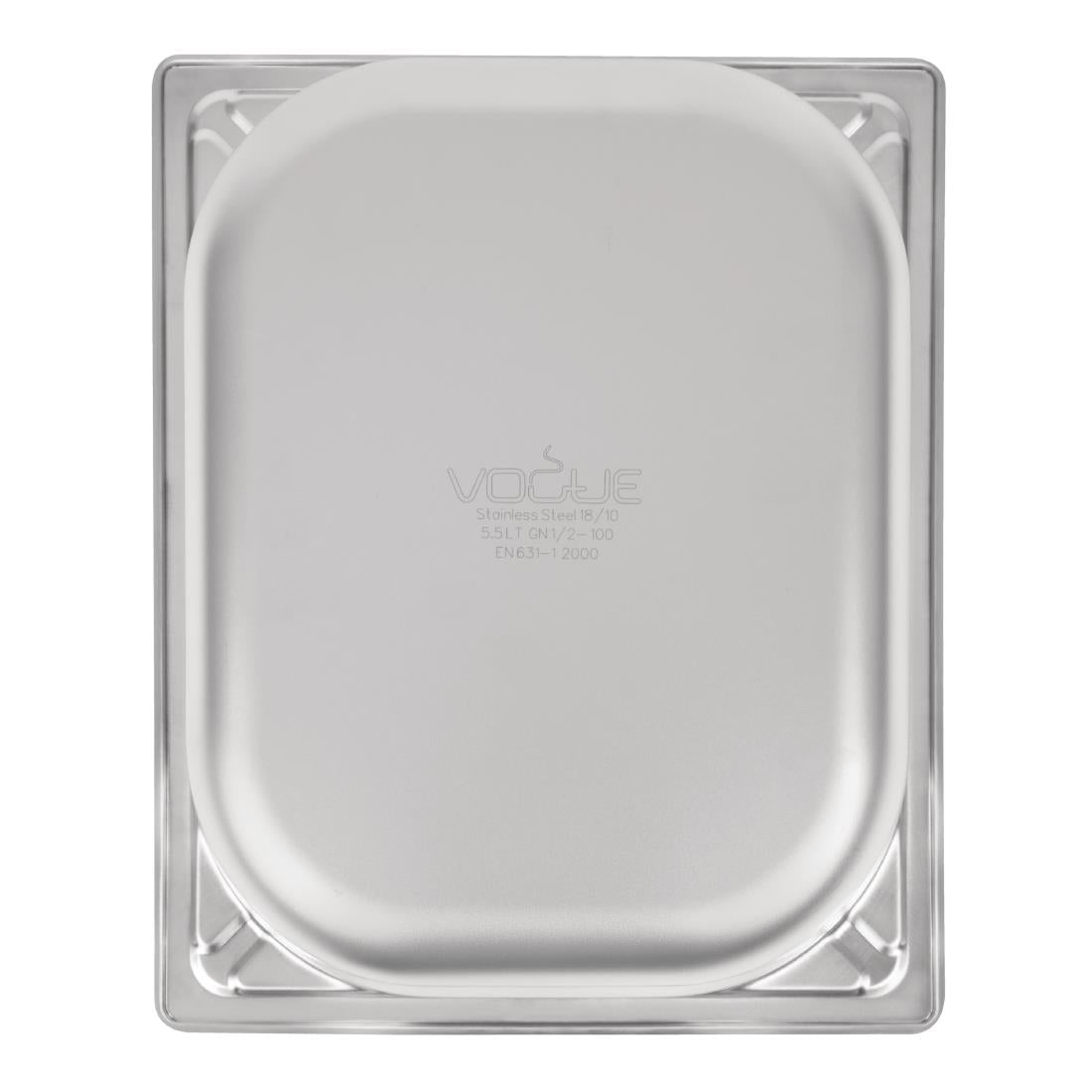 Vogue Heavy Duty Stainless Steel 1/2 Gastronorm Tray 100mm