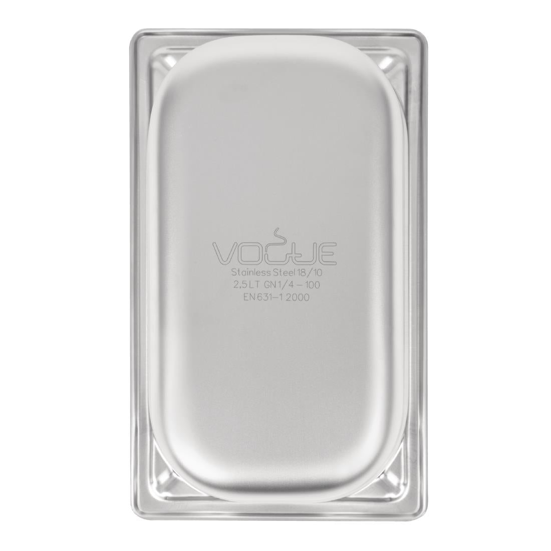 Vogue Heavy Duty Stainless Steel 1/4 Gastronorm Tray 100mm