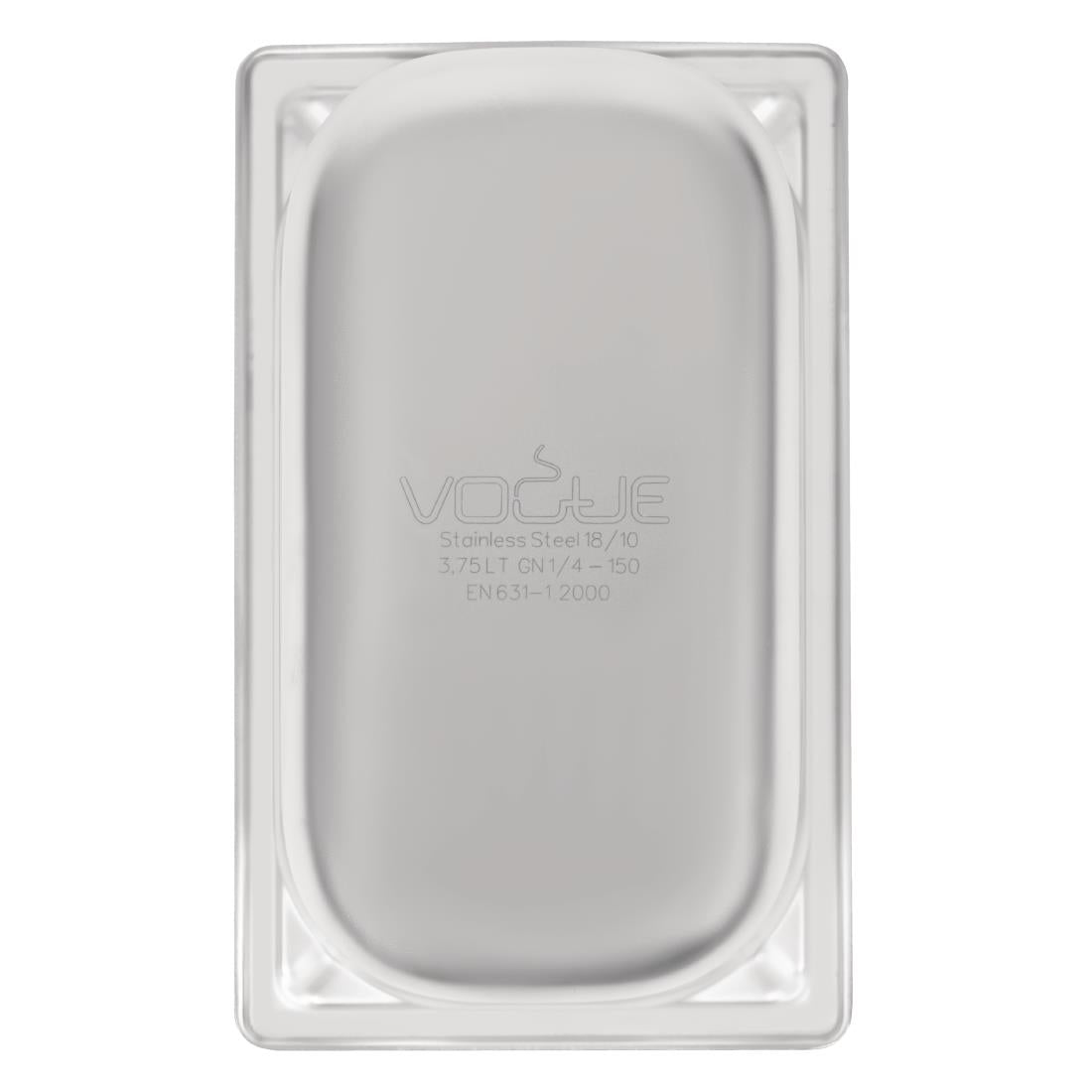 Vogue Heavy Duty Stainless Steel 1/4 Gastronorm Tray 150mm