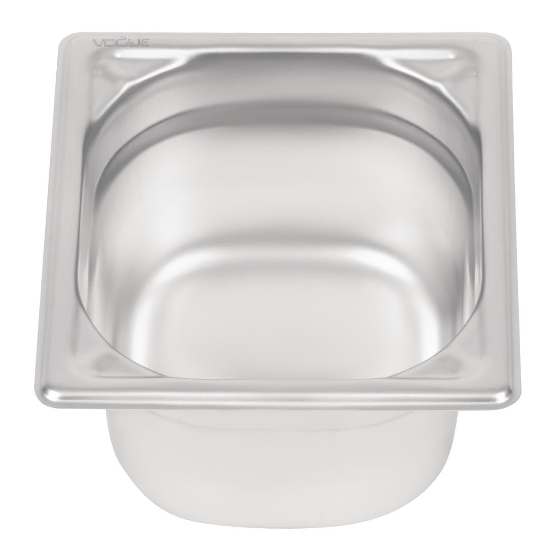 Vogue Heavy Duty Stainless Steel 1/6 Gastronorm Tray 100mm