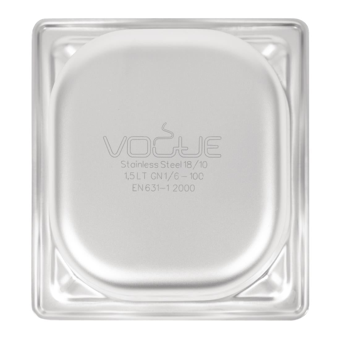 Vogue Heavy Duty Stainless Steel 1/6 Gastronorm Tray 100mm