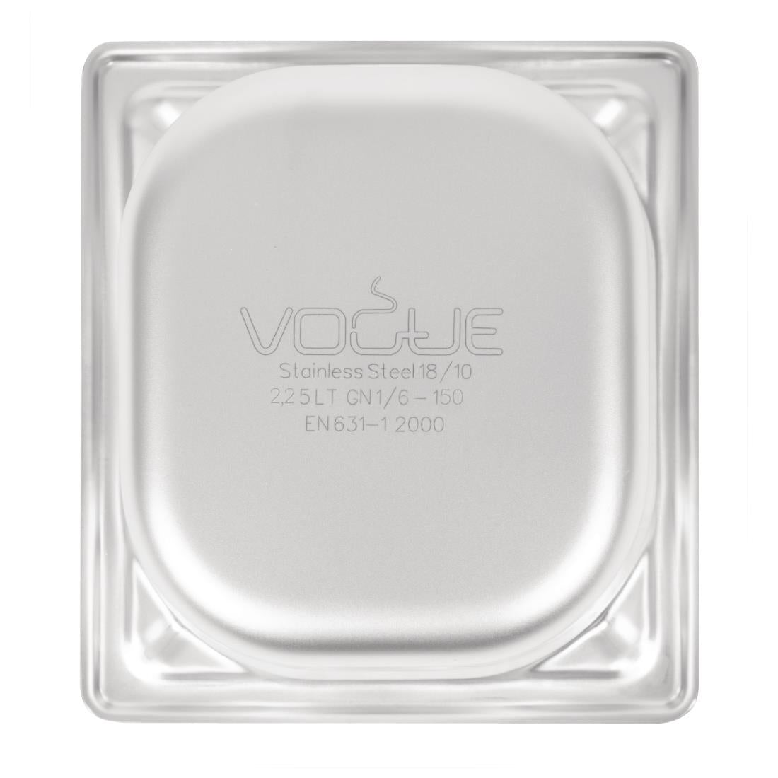 Vogue Heavy Duty Stainless Steel 1/6 Gastronorm Tray 150mm