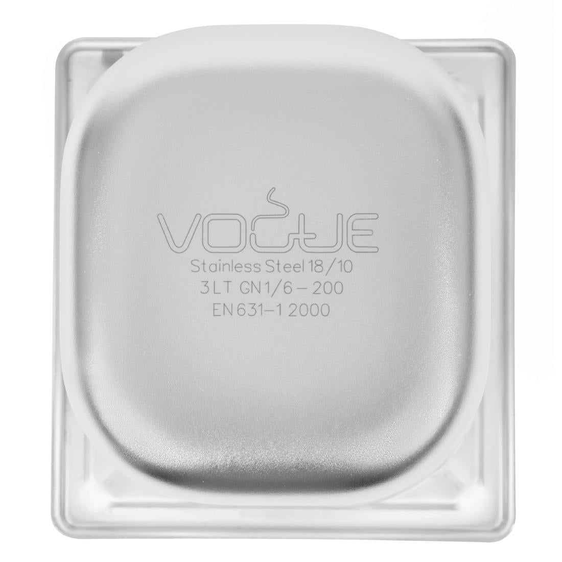 Vogue Heavy Duty Stainless Steel 1/6 Gastronorm Tray 200mm