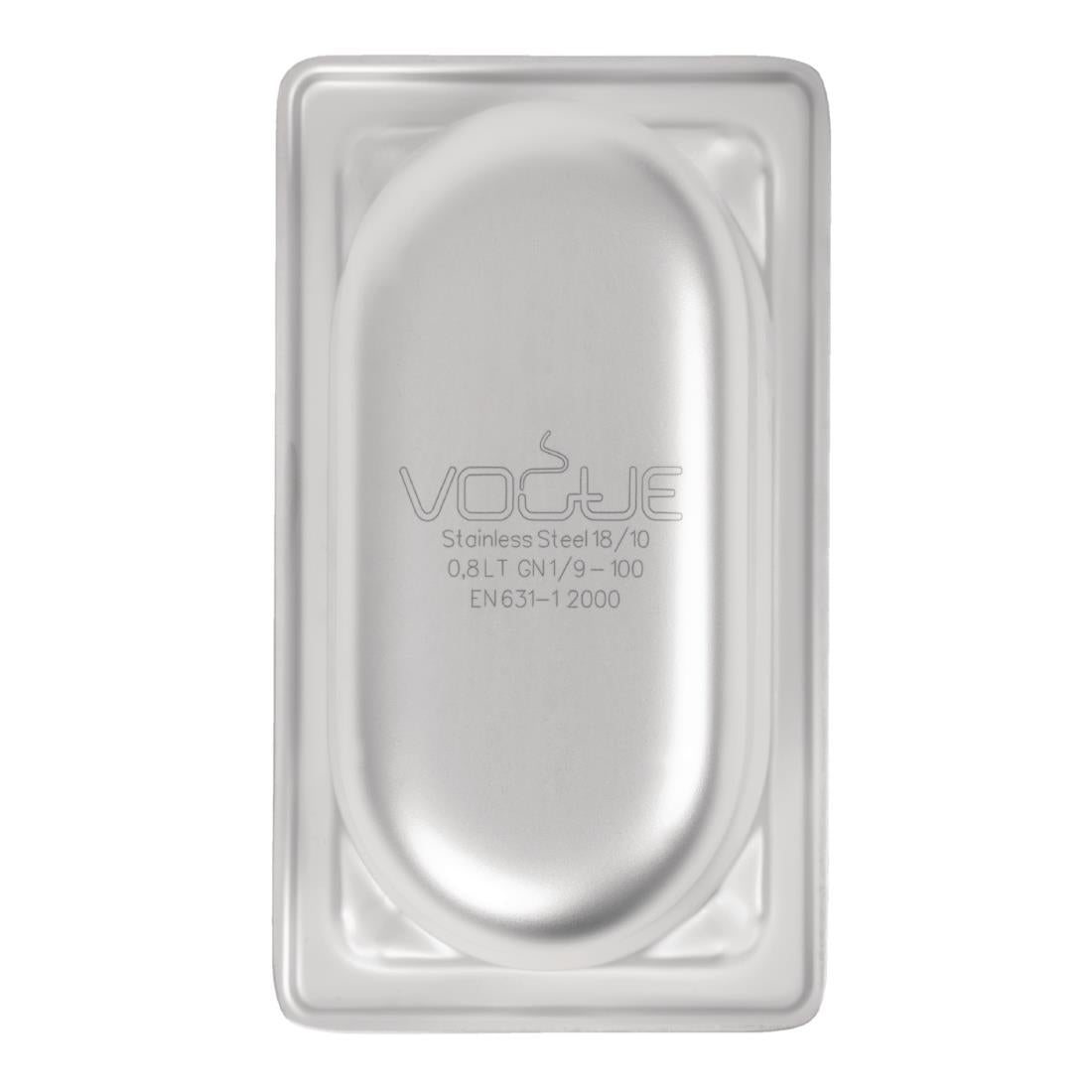 Vogue Heavy Duty Stainless Steel 1/9 Gastronorm Tray 100mm