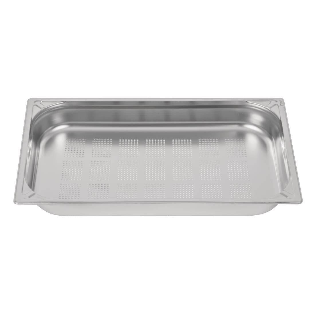 Vogue Heavy Duty Stainless Steel Perforated 1/1 Gastronorm Tray 65mm
