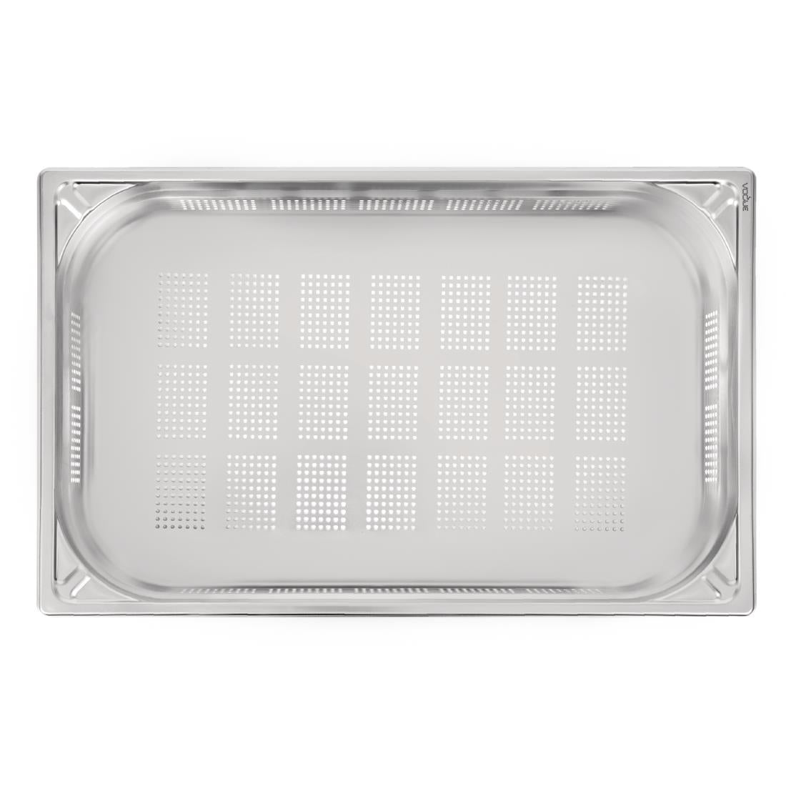 Vogue Heavy Duty Stainless Steel Perforated 1/1 Gastronorm Tray 100mm