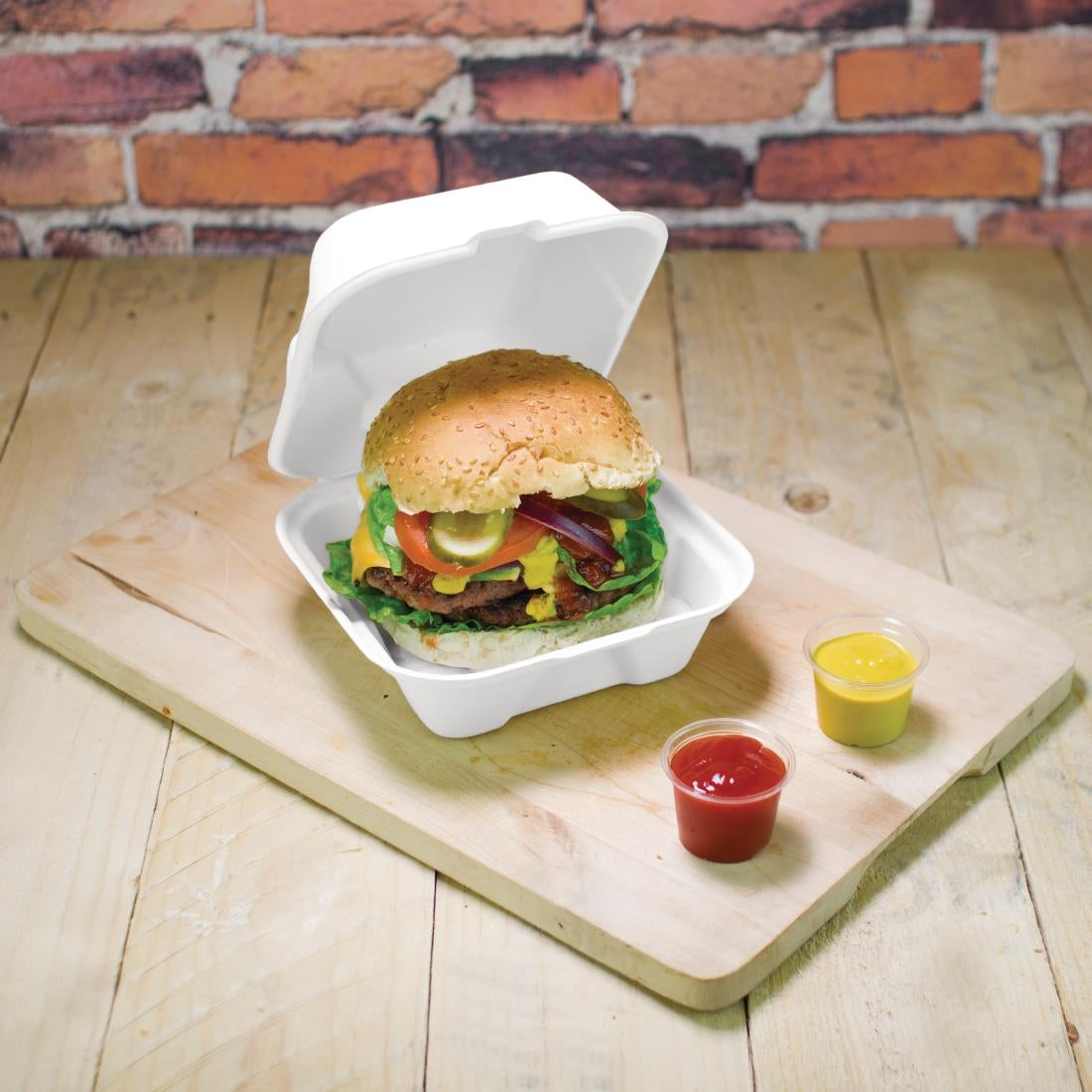 Vegware Compostable Bagasse Burger Boxes 152mm (500 Pack)