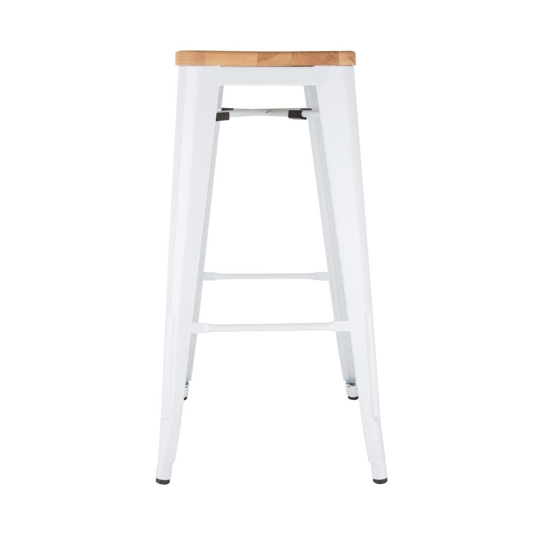 Bolero Bistro High Stools with Wooden Seatpad White (4 Pack)