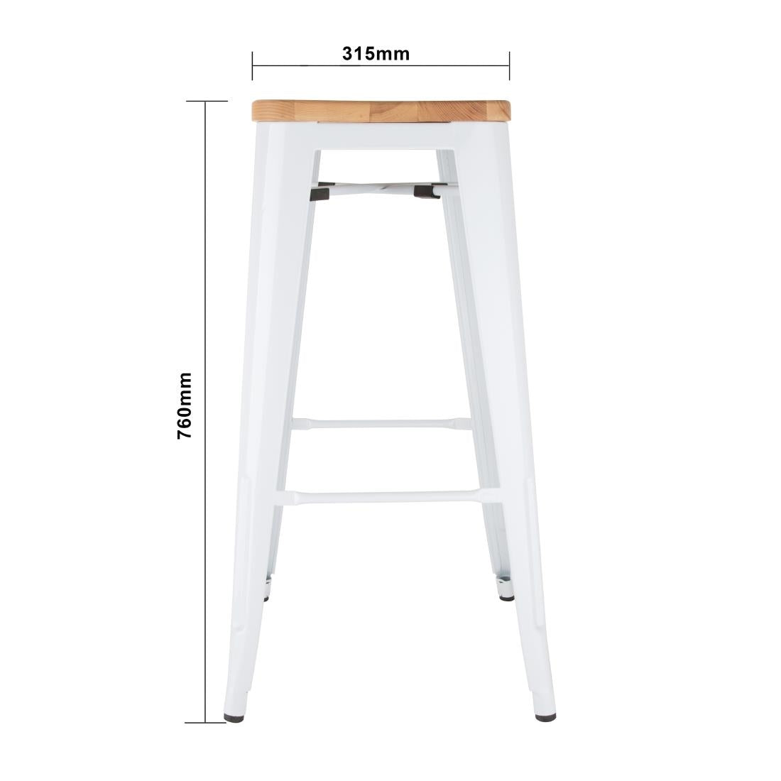 Bolero Bistro High Stools with Wooden Seatpad White (4 Pack)