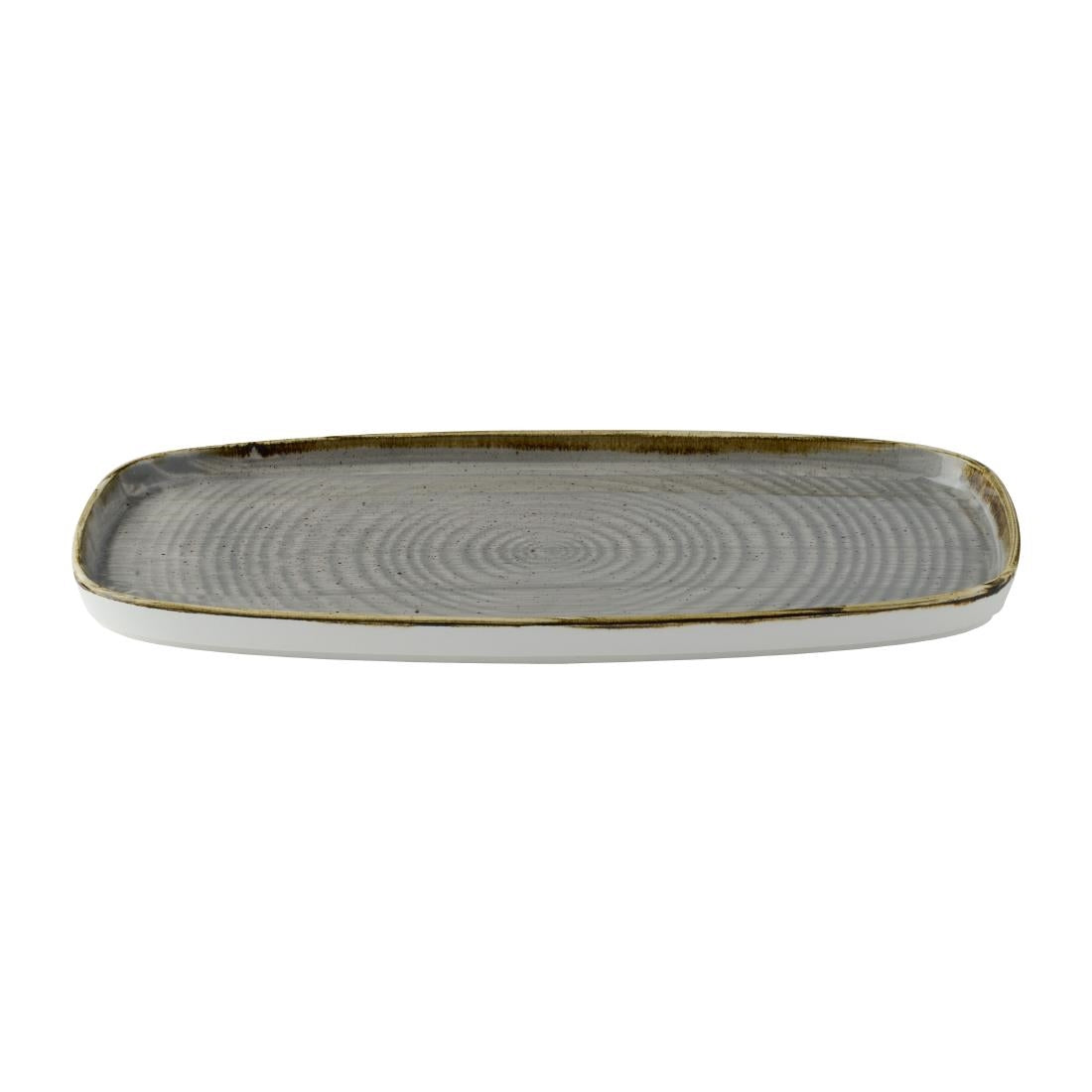 Churchill Stonecast Peppercorn Grey Chefs' Walled Oblong Plates 350mm (6 Pack)
