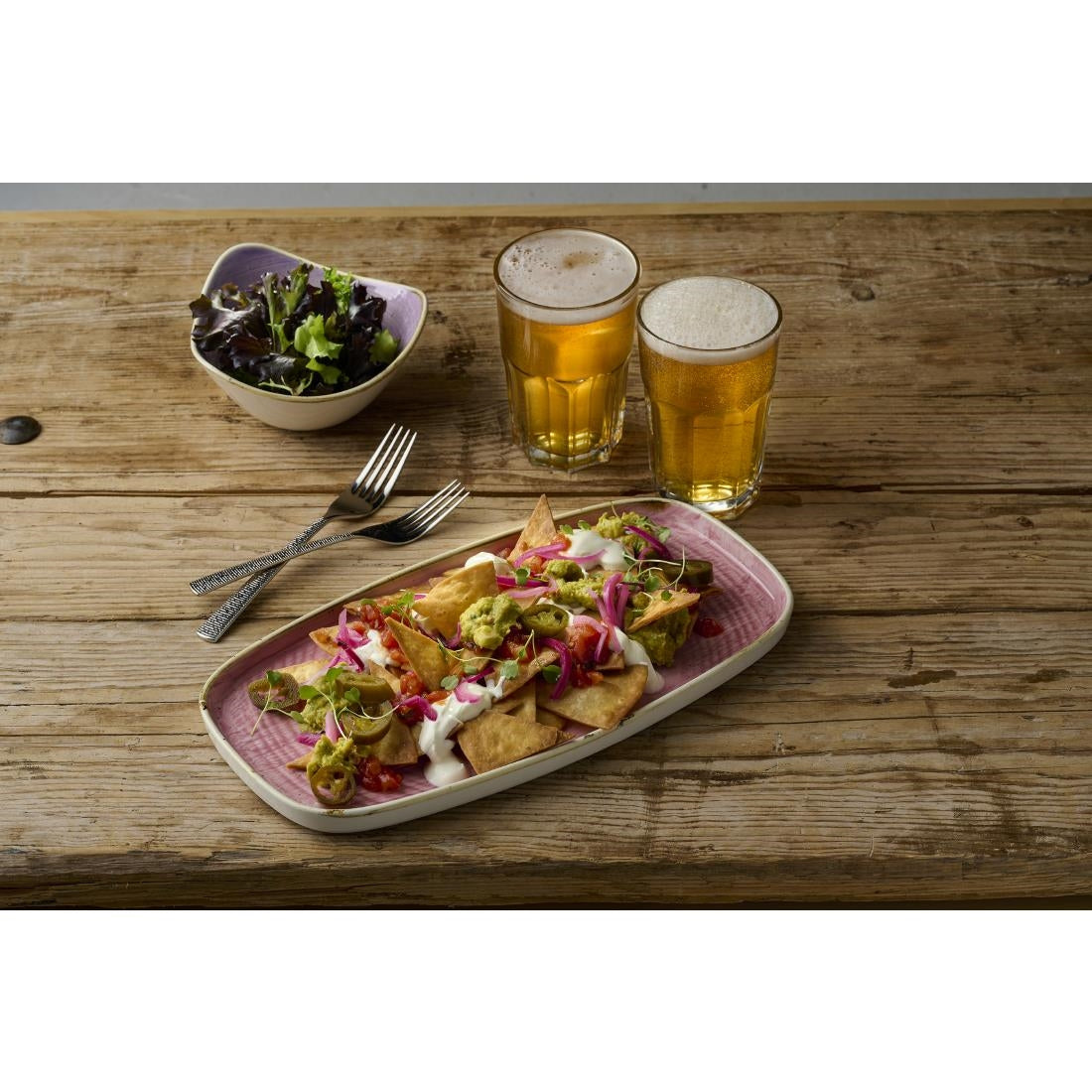 Churchill Stonecast Petal Pink Chefs' Walled Oblong Plates 300mm (6 Pack)