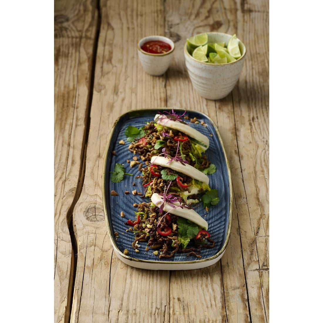 Churchill Stonecast Blueberry Chefs' Walled Oblong Plates 300mm (6 Pack)