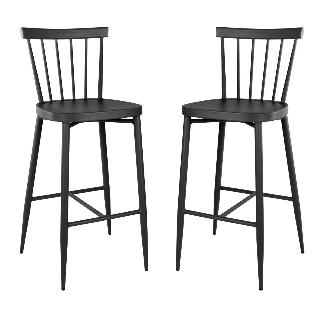 Bolero Windsor Aluminium Black High Stools (2 Pack)